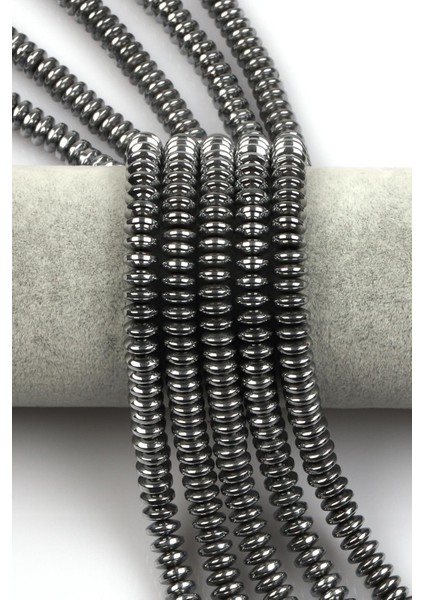 Gümüş Gri Renkli Hematit Dizi 3 x 8 mm Rondel Kesim