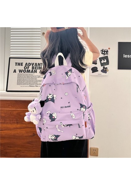 Kuromi Sırt Çantası Basit Öğrenci Okul Çantası Büyük Kapasiteli Kadın Baskılı Öğrenci Sırt Çantası (Yurt Dışından)