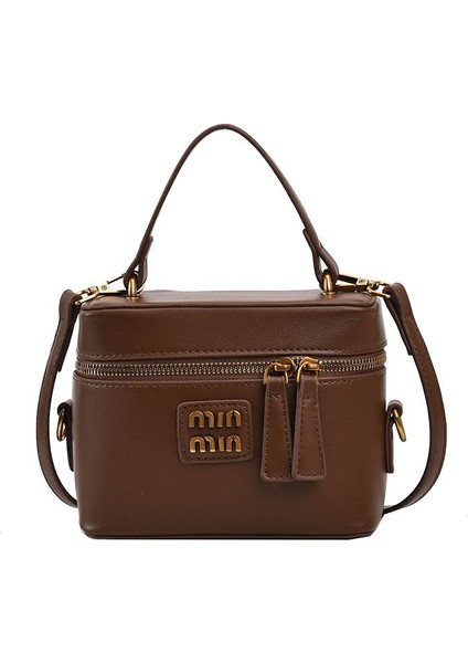 Kutu Taşınabilir Küçük Kare Çanta Kadın Retro Moda Moda Düz Renk Tek Omuz Crossbody Çanta (Yurt Dışından)
