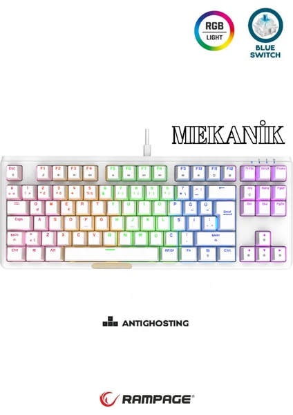 Claw Blue Switch Rainbow Tkl Mekanik Gaming Oyuncu Klavye ( Anti-Ghosting )