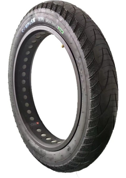 20X4.0 3mm Zırhlı Fat Bike Bisiklet Dış Lastik Siyah