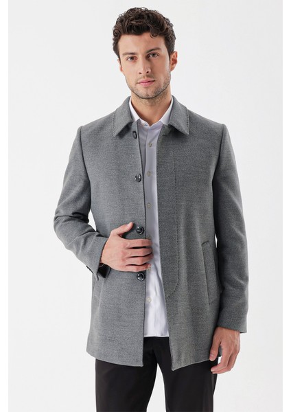 Gri Kaşe Berberi Yaka Kapitoneli Astar Comfort Fit Rahat Kesim Klasik Kaban 1008235161 modelleri