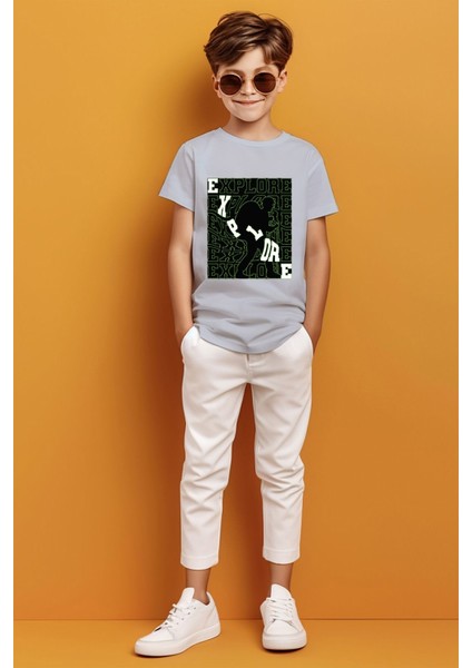 Explore Yazılı Renkli Gölge Detaylı Baskılı Erkek Çocuk T-Shirt