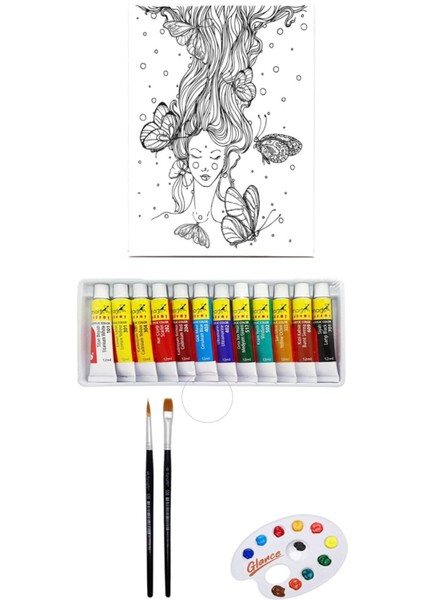 Artdeco Desenli Tuval 40X50CM Rüya Fanart Academy Akrilik Boya Seti 12 Renk x 12ML