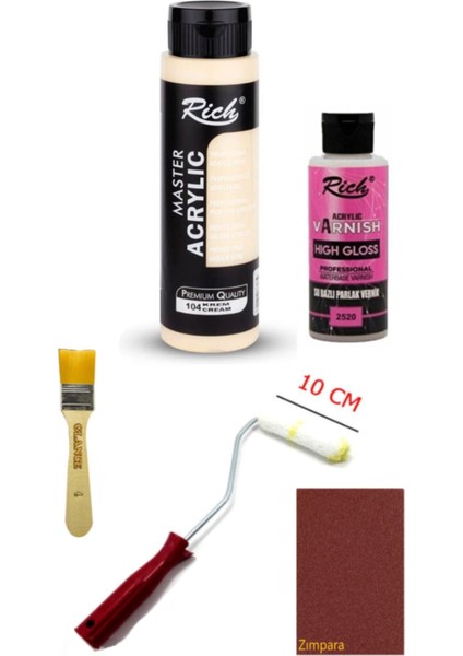 Rich Master Akrilik Boya Bebek Pembe 500 Cc. Dolap Boyama + Mobilya Boyama Seti Parlak Vernik