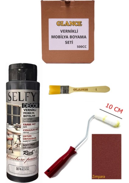 Rich Selfy Decor 500 cc Siyah Kendinden Vernikli Genel Amaçlı Boyama Seti