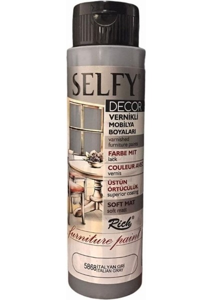 Rich Selfy Decor 500 cc x 2 Italyan Gri Kendinden Vernikli Mobilya Boyama Seti fiyatları