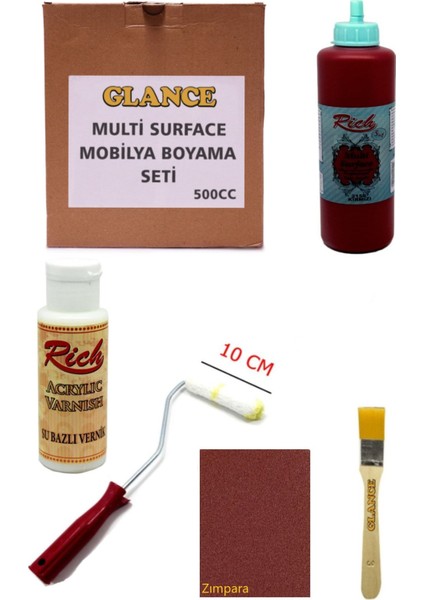 Rich Multi Surface Kırmızı 500 cc Mobilya Boyama Seti