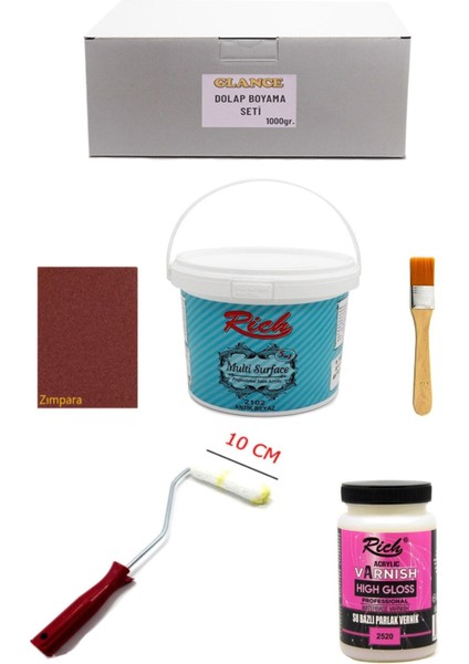 Rich Multi Surface Antik Beyaz 1000 gr Dolap Boyama Seti Mobilya Boyama Seti Parlak Vernik Vernik