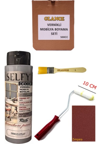 Rich Selfy Decor 500 cc Italyan Gri Kendinden Vernikli Genel Amaçlı Boyama Seti