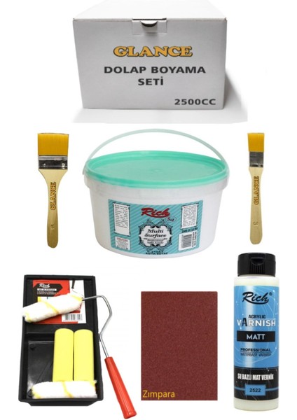Rich 2500 cc 3,5kg Multi Surface Antik Beyaz Dolap Boyama Seti Mobilya Boyama Mat Vernik Tavaruloset