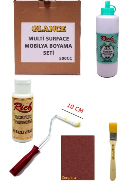 Rich Multi Surface Pudra Mor 500 cc Mobilya Boyama Seti