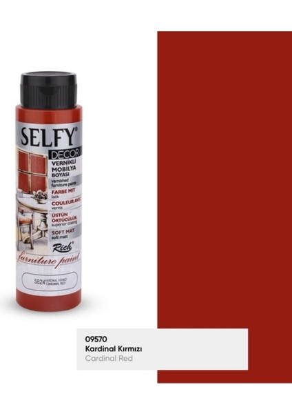 Rich Selfy Decor 500 cc Kardinal Kırmızı Kendinden Vernikli Mobilya Boyama Seti fiyatları