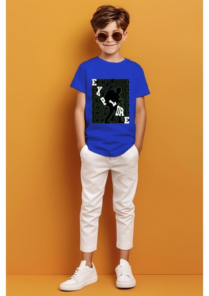 Explore Yazılı Renkli Gölge Detaylı Baskılı Erkek Çocuk T-Shirt