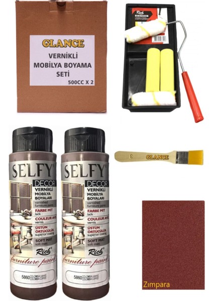 Rich Selfy Decor 500 cc x 2 Colombia Kahve Kendinden Vernikli Mobilya Boyama Seti