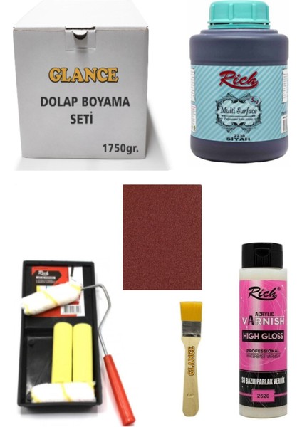 Rich Dolap Boyama Seti Multi Surface 1750 gr Siyah -Set-1 Hıgh Gloss Vernik Parlak 500 cc