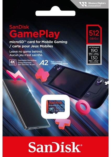 Gameplay 512GB SDSQXAV-512G-GN6XN 190/130MB/S 4K UHD Microsdxc A2 V30 Gaming Hafıza Kartı