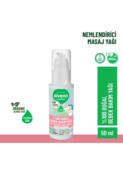 %100 Doğal Bebek Yağı Organik Jojoba Bakım Masaj Yağı Parafinsiz Bitkisel Vegan 50 ml