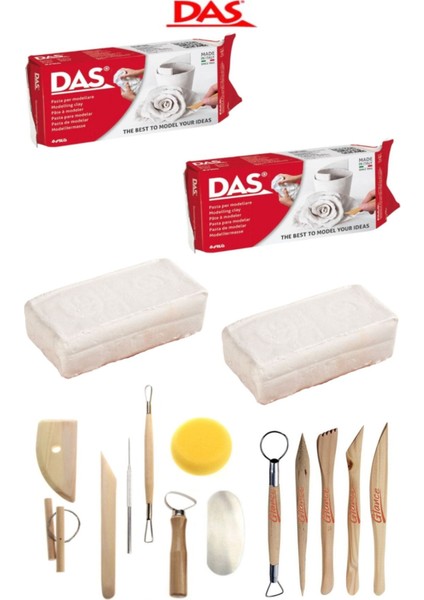 Das Beyaz Seramik Kili 2X500GR 13'lü Şekillendirme Seti