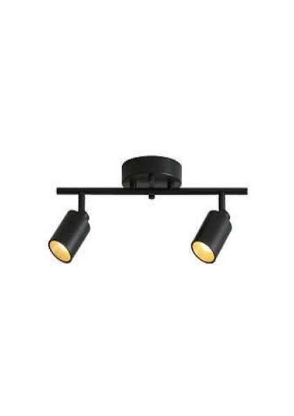 Retro Metal Siyah 2 Li 180 Derece Hareketli LED Spot Avize Günışığı Ampullü