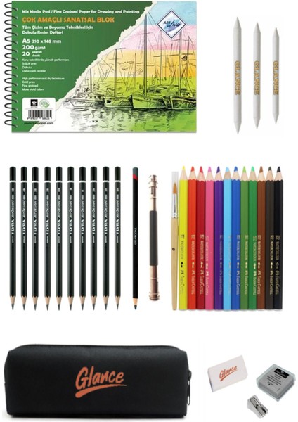 Art Livasanatsal Dokulu Resim Defteri A5 20YP 200GR Faber-Castell Gripkuruboya Lyra Çizim Eskiz Seti