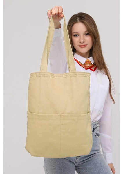 3 Cepli Bej Gabardin Çanta