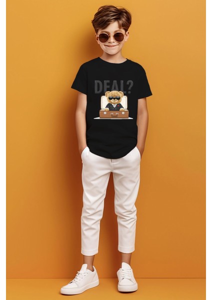 Deal Yazılı Valiz Içerisinde Ki Bear Baskılı Erkek Çocuk T-Shirt