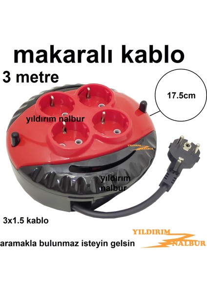 Makara Kablo 3 Metre 3x1,5 Kablo Seyyar Kablo Üç Metre fiyatları