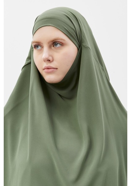 Hazır Pratik Şifon Üç Katlı Peçeli Üçgen Hac Umre Şalı Sufle Hijab Nikap - Fıstık Yeşili modelleri