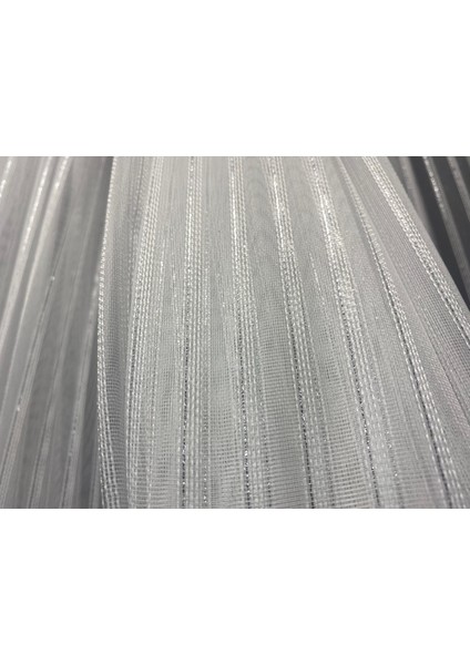 Makarna 350 Model Simli Kırık Beyaz Renk Hazır Dikilmiş Pileli Tül Perde 300*260