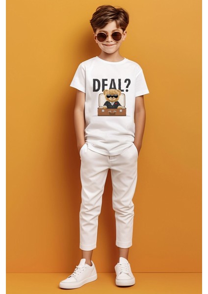 Deal Yazılı Valiz Içerisinde Ki Bear Baskılı Erkek Çocuk T-Shirt modelleri