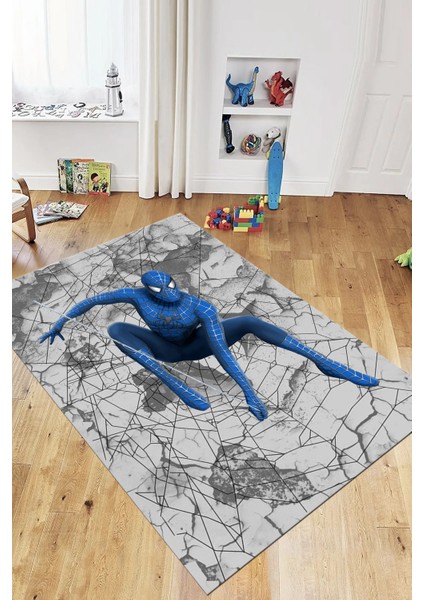 Dijital Baskılı Kaymaz Yıkanabilir Çizgifilm Temalı Erkek Çocuk Odası Halısı, Çocuk-41-Mavi,