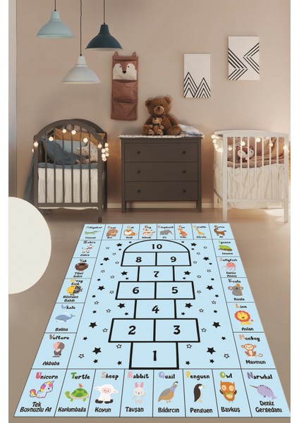 Sek Sek Desen Ingilizce Öğretici Eğitici Çocuk Odası Oyun Halısı, Çocuk-36-Mavi, fiyatları