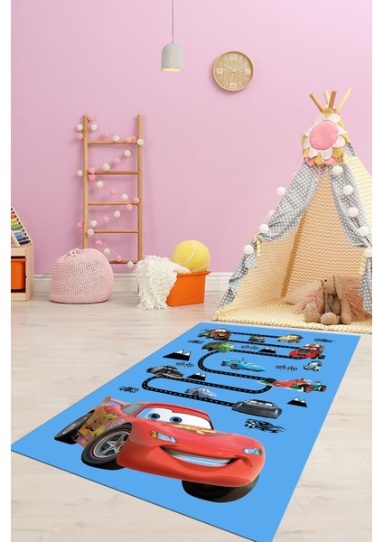Dijital Baskılı Kaymaz Yıkanabilir Renkli Arabalar Eğitici Çocuk Odası Halısı, Çocuk-03-Mavi, fiyatları
