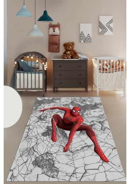 Dijital Baskılı Kaymaz Yıkanabilir Çizgifilm Temalı Erkek Çocuk Odası Halısı, Çocuk-41-Kırmızı,
