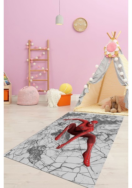 Dijital Baskılı Kaymaz Yıkanabilir Çizgifilm Temalı Erkek Çocuk Odası Halısı, Çocuk-41-Kırmızı,