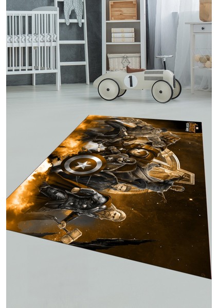 Dijital Baskılı Kaymaz Yıkanabilir Çizgifilm Temalı Çocuk Odası Halısı, Çocuk-39-Kahve, modelleri