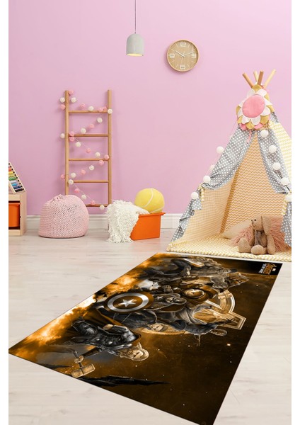 Dijital Baskılı Kaymaz Yıkanabilir Çizgifilm Temalı Çocuk Odası Halısı, Çocuk-39-Kahve, fırsatları