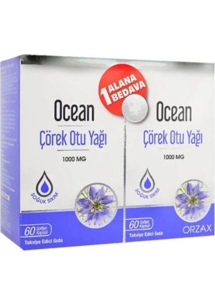 Ocean Çörek Otu Yağı 1000 mg 60 Kapsül - 1 Alana 1 Armağan