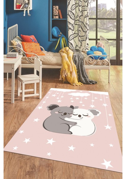 Dijital Baskılı Kaymaz Yıkanabilir Kuala Desenli Çocuk Odası Halısı, Çocuk-22-Pembe, fiyatları