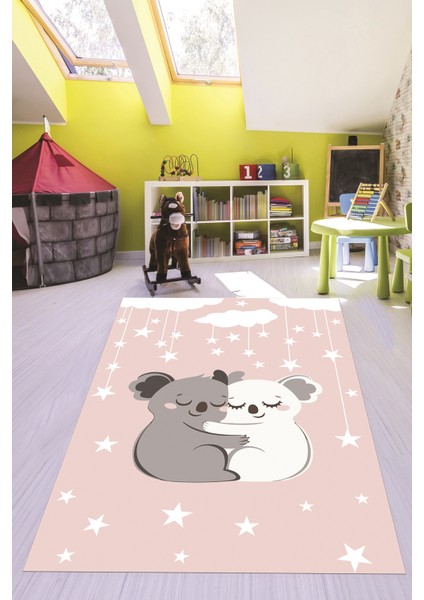 Dijital Baskılı Kaymaz Yıkanabilir Kuala Desenli Çocuk Odası Halısı, Çocuk-22-Pembe, modelleri