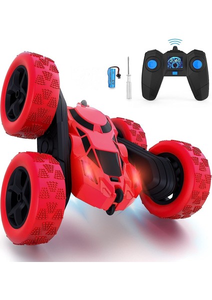 Uzaktan Kumandalı Araba, Rc Arabalar Dublör Araba Oyuncak, 4WD 2.4ghz Çift Taraflı 360° Dönen Farlı Rc Araba, Erkekler/kızlar Için Çocuk Noel Oyuncak Arabaları (Yeşil) (Kırmızı) (Yurt Dışından)