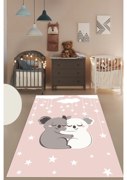 Dijital Baskılı Kaymaz Yıkanabilir Kuala Desenli Çocuk Odası Halısı, Çocuk-22-Pembe, fırsatları
