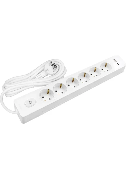 Kablolu Usb/type-C 6'lı 2 Metre Grup Priz