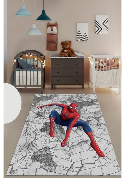 Dijital Baskılı Kaymaz Yıkanabilir Çizgifilm Temalı Erkek Çocuk Odası Halısı, Çocuk-41-Renkli,