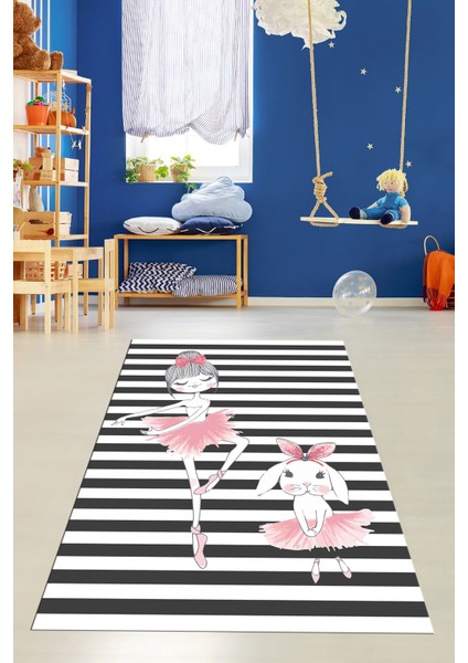 Dijital Baskılı Kaymaz Yıkanabilir Balerin Kız Desenli Çocuk Odası Halısı, Çocuk-09-Antrasit, fiyatları