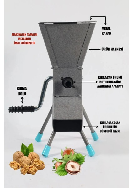 Metal Fındık,badem ve Ceviz Kırma Makinesi - Ayarlanabilir