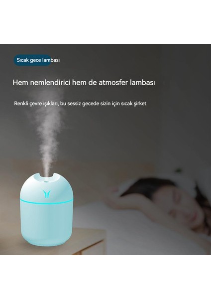 250ml Mini Hava Nemlendirici Usb Ultrasonik Püskürtücü Led Gece Lambası (Yurt Dışından)