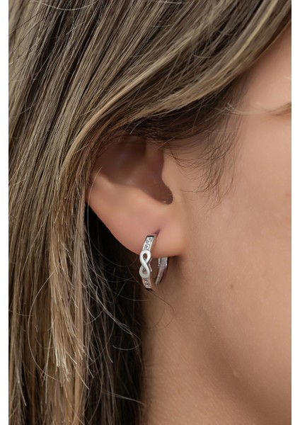 925 Ayar Gümüş Rodyum Kaplama Sonsuzluk Detay 15 mm Halka Küpe fiyatları