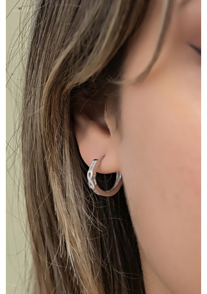 925 Ayar Gümüş Rodyum Kaplama Sonsuzluk Detay 15 mm Halka Küpe modelleri